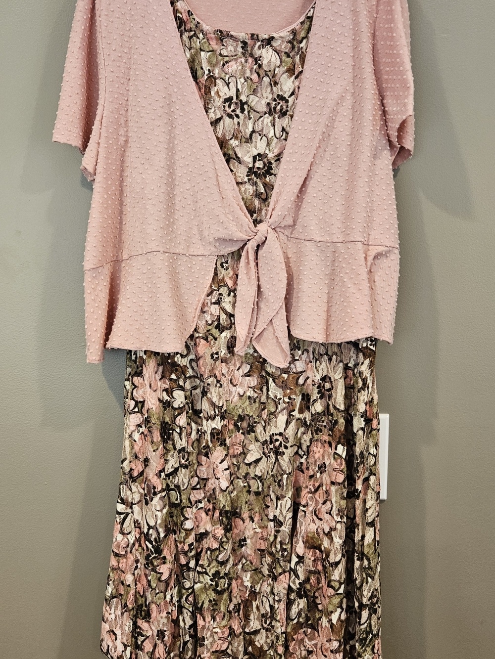 Perceptions Pink Floral Lace Overlay Dress